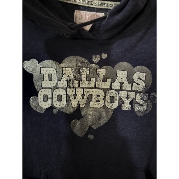 3511) PINK Victoria's Secret NFL Collection Dallas Cowboys Hoodie Bling Medium - Picture 3 of 7